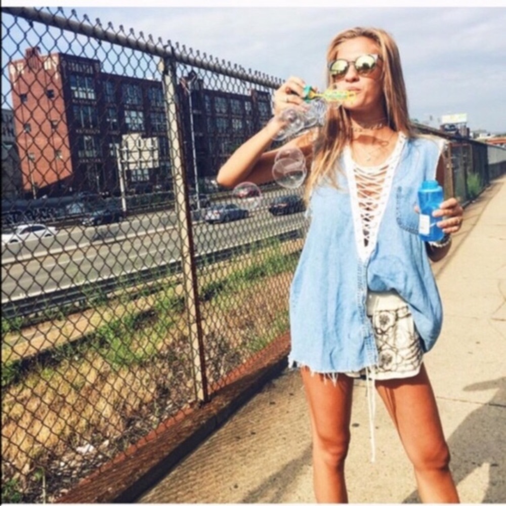 Denim lace shirt